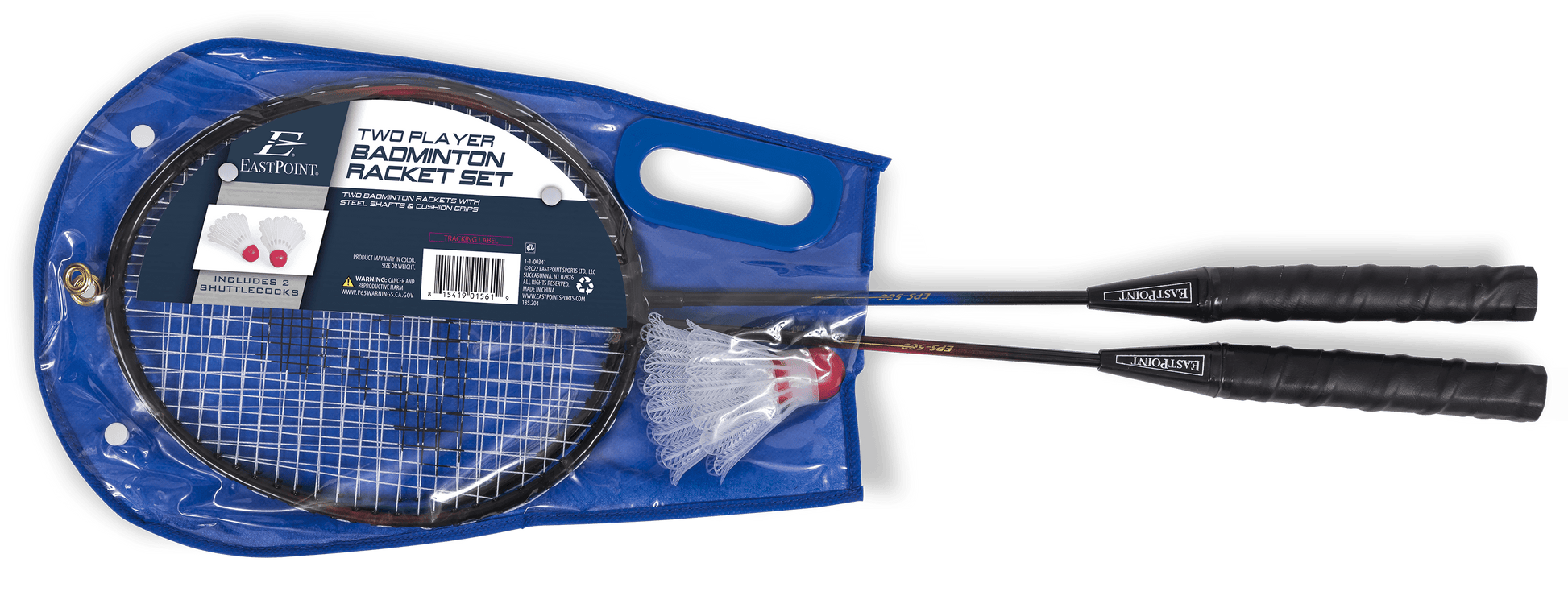 2 Player Badminton Racket Set; 2 Rackets with Steel Shafts, 2 Shuttlecock Birdies