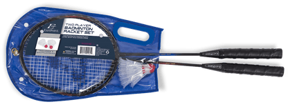 2 Player Badminton Racket Set; 2 Rackets with Steel Shafts, 2 Shuttlecock Birdies