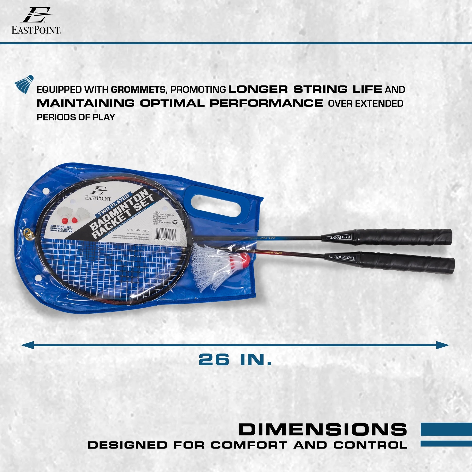 2 Player Badminton Racket Set; 2 Rackets with Steel Shafts, 2 Shuttlecock Birdies