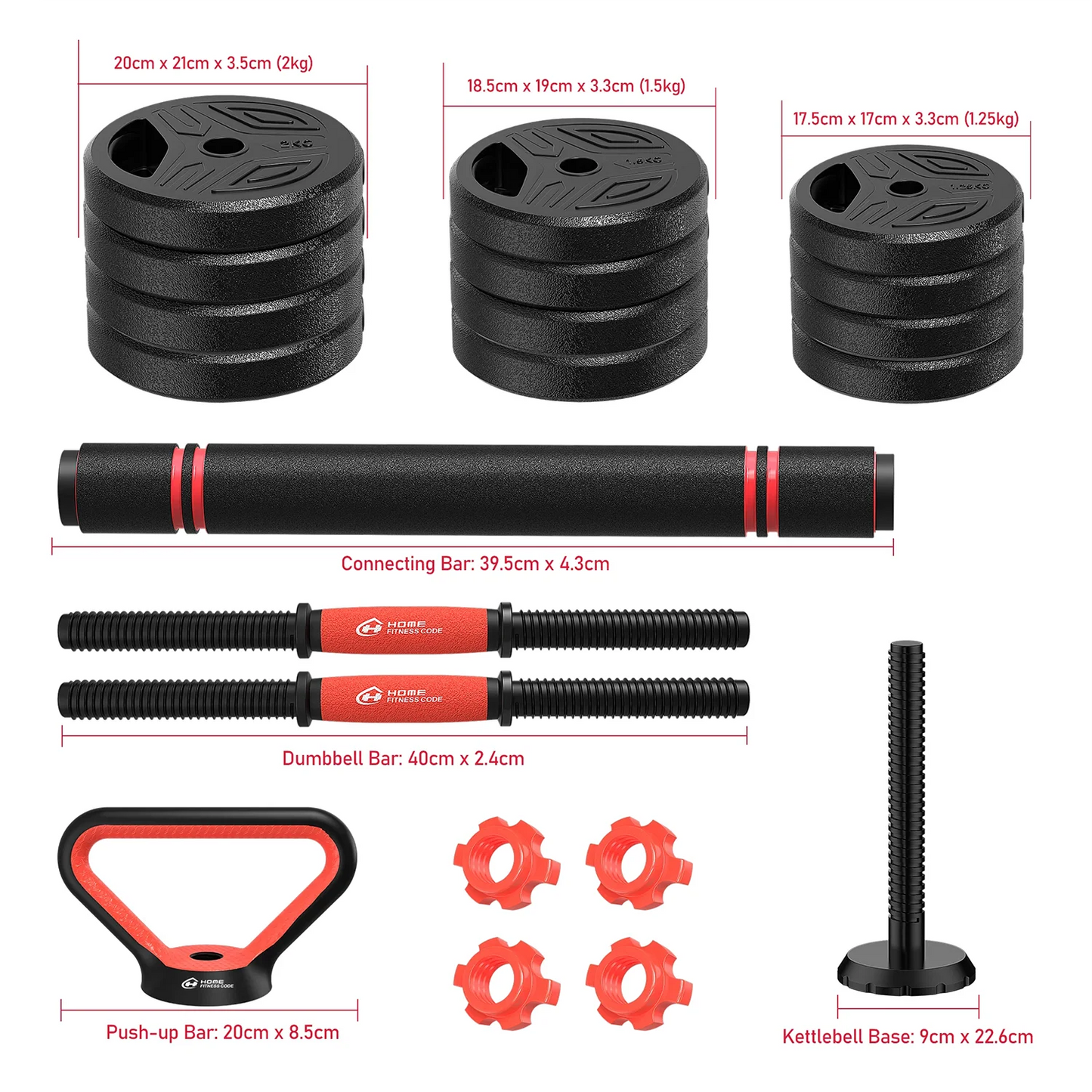 3-in-1 Dumbbell Barbell Set 20kg Weights Dumbbell Bars Adjustable Dumbbells Dumbbell Set for Strength Training Fitness Home Gym