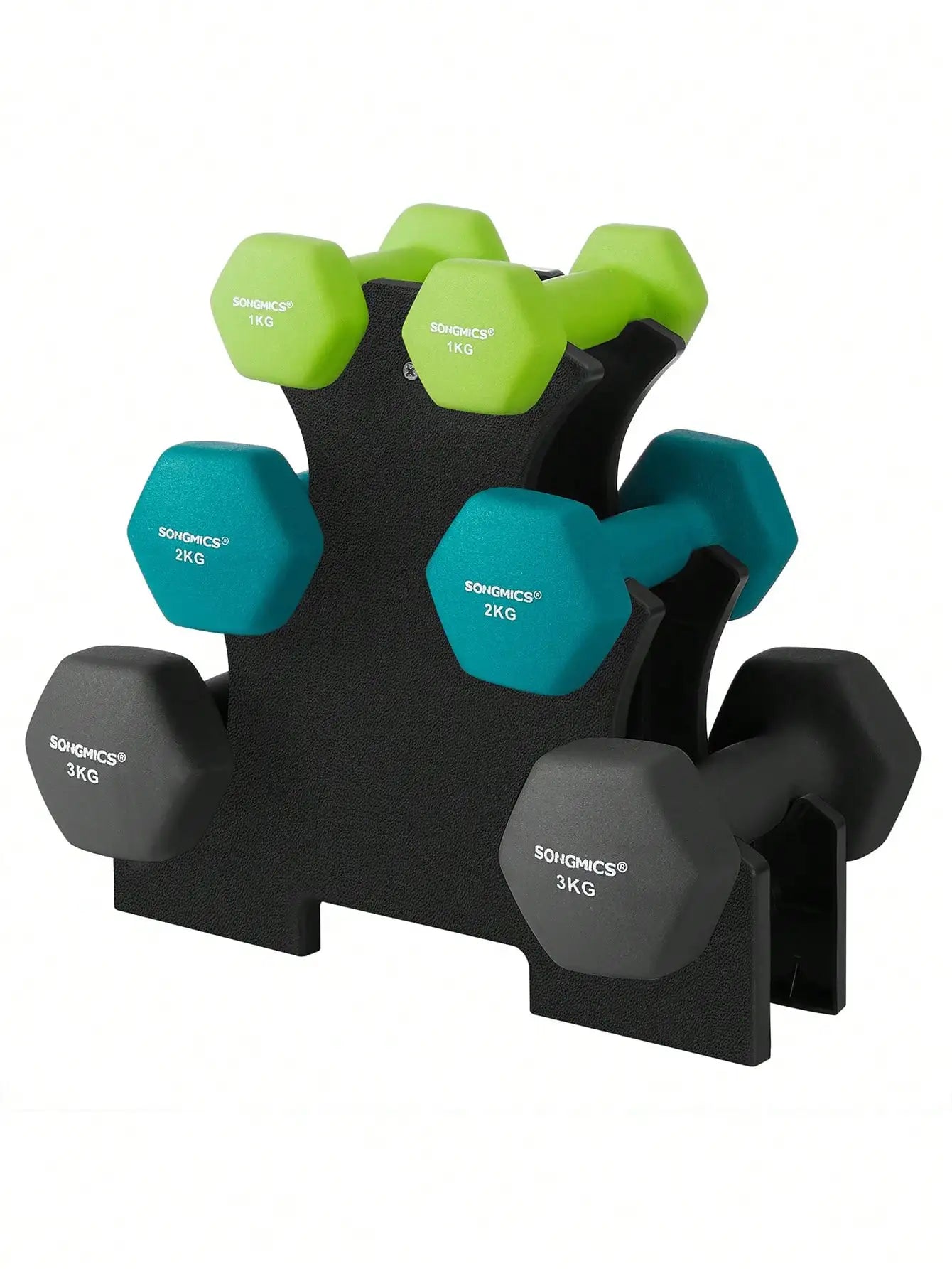 Dumbbells, dumbbell set, short dumbbells, Hexagon, with Dumbbell stand