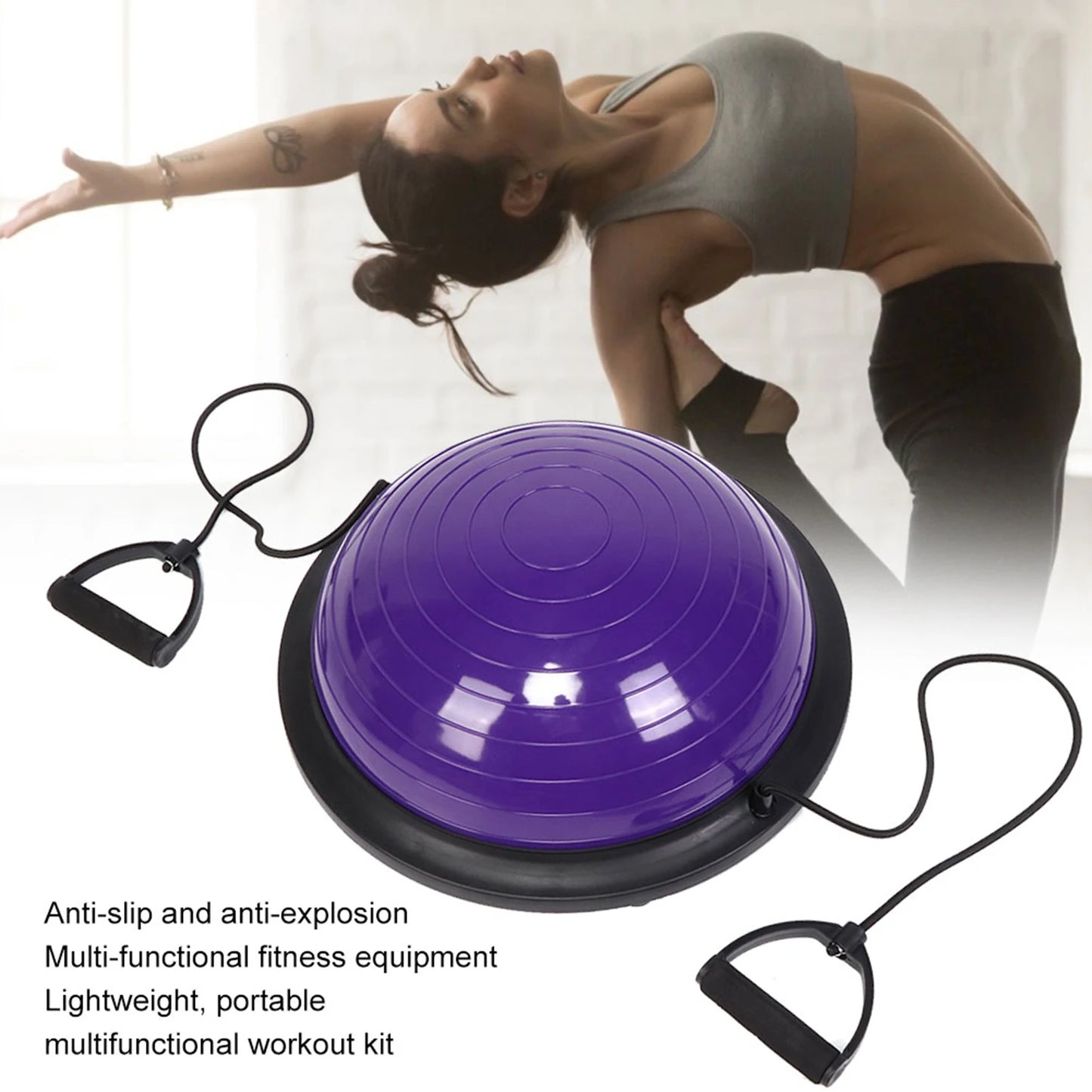 Balances Ball Yoga Half Ball Yoga Balances Ball with Straps Thickening Strength Exercise Home Workout Training Half Ball