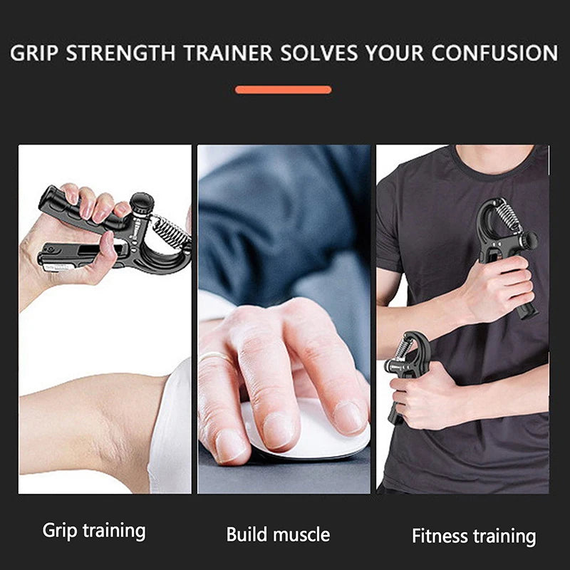 1Pc Adjustable Grip Strength Trainer 100KG Smart Counting Hand Grip Strengthener Forearm Workout Finger Exercise Stress Relief